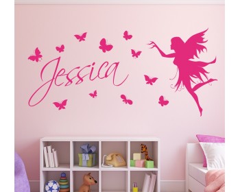 Butterfly Customized Name Children Wall Decals Baby Nursery Fairy Name Wall Stickers